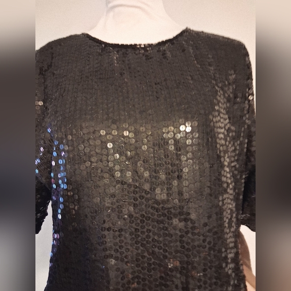 Vintage Black Sequin Women's Top Size 16 - Picture 3 of 13